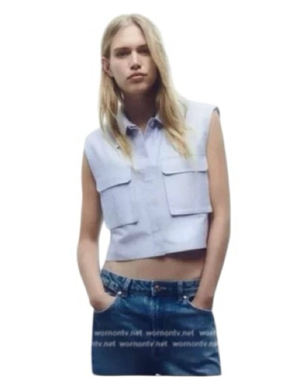 Zara light blue sleeveless utility top S